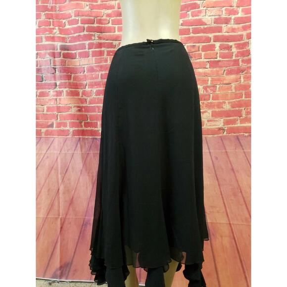 British India traveler Black Chiffon Polyester Women JR long Skirt Size 9 - Picture 3 of 7
